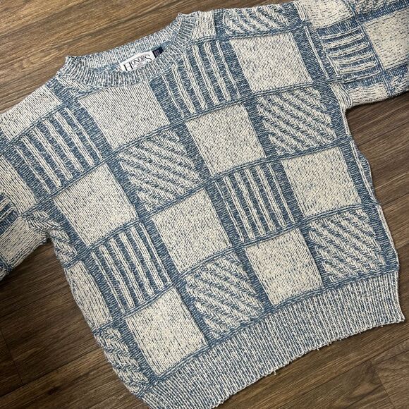HONORS Other - Vintage‎ Honors Crewneck Sweater Men Size Large Made In USA Mixed Knit Checkered